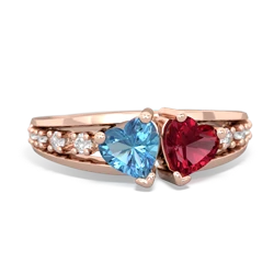 Blue Topaz Heart To Heart 14K Rose Gold ring R3342