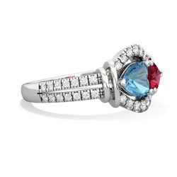 Blue Topaz Art-Deco Keepsake 14K White Gold ring R5630