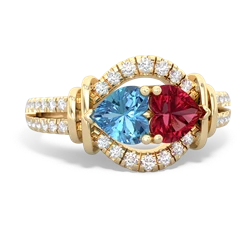 Blue Topaz Art-Deco Keepsake 14K Yellow Gold ring R5630