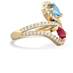 Blue Topaz Diamond Dazzler 14K Yellow Gold ring R3000