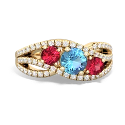 Blue Topaz Three Stone Aurora 14K Yellow Gold ring R3080