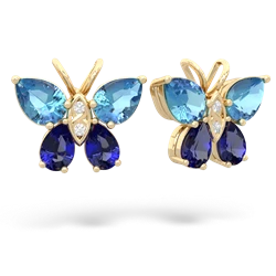 Blue Topaz Butterfly 14K Yellow Gold earrings E2215