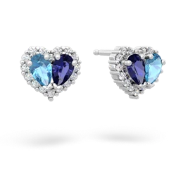 Blue Topaz Halo 14K White Gold earrings E7008