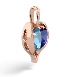 Blue Topaz Two Become One 14K Rose Gold pendant P5330