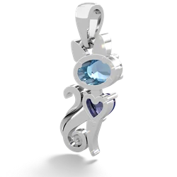 Blue Topaz Kitten 14K White Gold pendant P5780