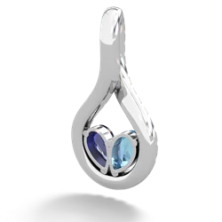 Blue Topaz Pave Twist 'One Heart' 14K White Gold pendant P5360