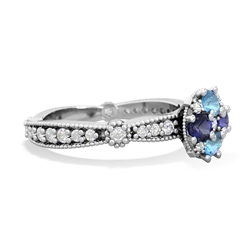 Blue Topaz Sparkling Tiara Cluster 14K White Gold ring R26293RD