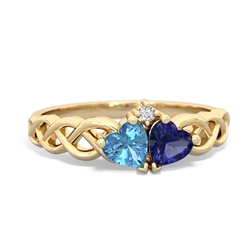 Blue Topaz Heart To Heart Braid 14K Yellow Gold ring R5870