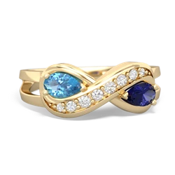 Blue Topaz Diamond Infinity 14K Yellow Gold ring R5390