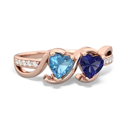 Blue Topaz Side By Side 14K Rose Gold ring R3090