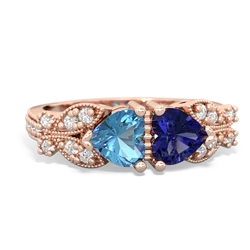 Blue Topaz Diamond Butterflies 14K Rose Gold ring R5601