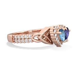 Blue Topaz Celtic Knot Two Hearts As One 14K Rose Gold ring R2644HRT