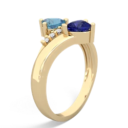 Blue Topaz Heart To Heart 14K Yellow Gold ring R2064