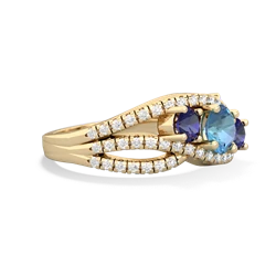 Blue Topaz Three Stone Aurora 14K Yellow Gold ring R3080