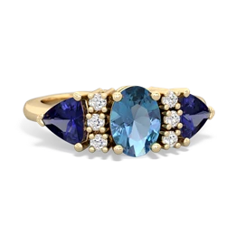 Blue Topaz Antique Style Three Stone 14K Yellow Gold ring R2186