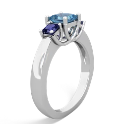 Blue Topaz Three Stone Trellis 14K White Gold ring R4015