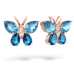 Blue Topaz Butterfly 14K Rose Gold earrings E2215