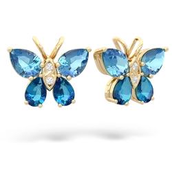 Blue Topaz Butterfly 14K Yellow Gold earrings E2215