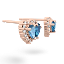 Blue Topaz Halo 14K Rose Gold earrings E7008