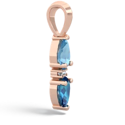 Blue Topaz Bowtie Drop 14K Rose Gold pendant P0865