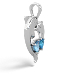 Blue Topaz Dolphin Heart 14K White Gold pendant P5820