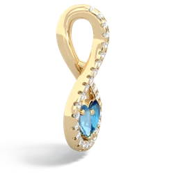 Blue Topaz Pave Twist 'One Heart' 14K Yellow Gold pendant P5360