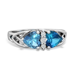 Blue Topaz Celtic Knot Double Heart 14K White Gold ring R5040