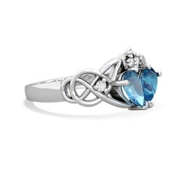 Blue Topaz 'One Heart' Celtic Knot Claddagh 14K White Gold ring R5322