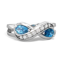 Blue Topaz Diamond Infinity 14K White Gold ring R5390