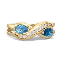 Blue Topaz Diamond Infinity 14K Yellow Gold ring R5390