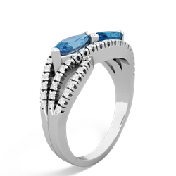 Blue Topaz Diamond Rivers 14K White Gold ring R3070