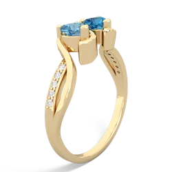 Blue Topaz Side By Side 14K Yellow Gold ring R3090