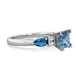 Blue Topaz 6Mm Princess Eternal Embrace Engagement 14K White Gold ring C2002