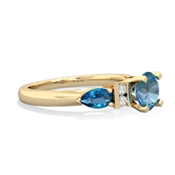 Blue Topaz 6Mm Round Eternal Embrace Engagement 14K Yellow Gold ring R2005