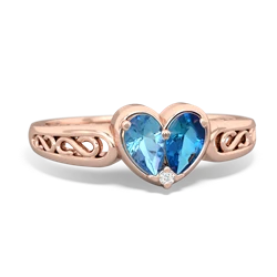 Blue Topaz Filligree 'One Heart' 14K Rose Gold ring R5070