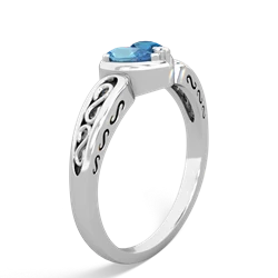 Blue Topaz Filligree 'One Heart' 14K White Gold ring R5070