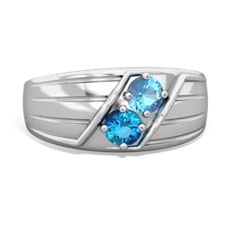 Blue Topaz Men's Streamline 14K White Gold ring R0460