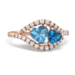 Blue Topaz Mother And Child 14K Rose Gold ring R3010