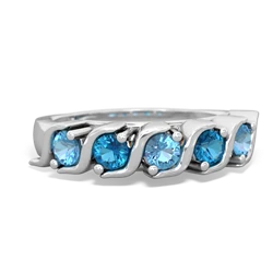 Blue Topaz Anniversary Band 14K White Gold ring R2089