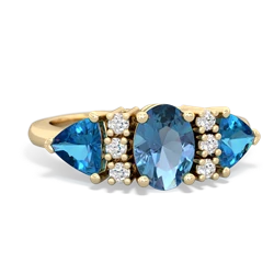 Blue Topaz Antique Style Three Stone 14K Yellow Gold ring R2186