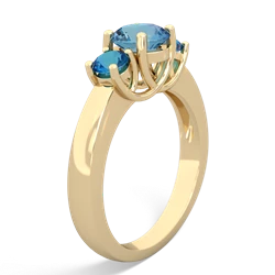 Blue Topaz Three Stone Round Trellis 14K Yellow Gold ring R4018