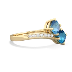 Blue Topaz Channel Set Two Stone 14K Yellow Gold ring R5303