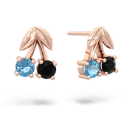 Blue Topaz Sweet Cherries 14K Rose Gold earrings E7001