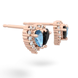 Blue Topaz Halo 14K Rose Gold earrings E7008