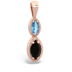 Blue Topaz Antique-Style Halo 14K Rose Gold pendant P5700