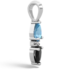 Blue Topaz Bowtie Drop 14K White Gold pendant P0865