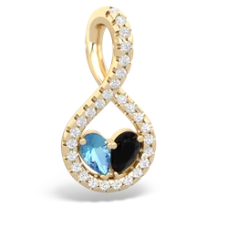 Blue Topaz Pave Twist 'One Heart' 14K Yellow Gold pendant P5360