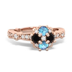 Blue Topaz Sparkling Tiara Cluster 14K Rose Gold ring R26293RD