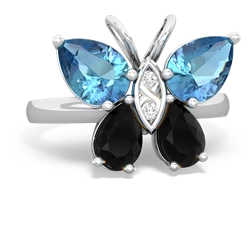 Blue Topaz Butterfly 14K White Gold ring R2215