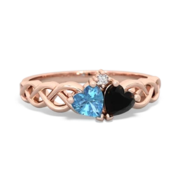 Blue Topaz Heart To Heart Braid 14K Rose Gold ring R5870